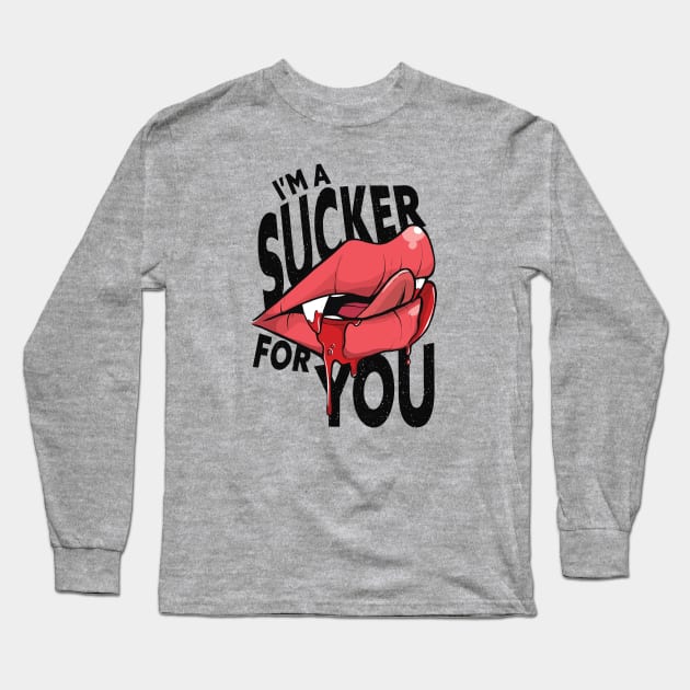 I'm a Sucker for You // Funny Vampire Lips Halloween Long Sleeve T-Shirt by SLAG_Creative